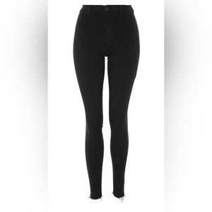 Topshop Undone Hem Black Joni Jeans High Rise NWT